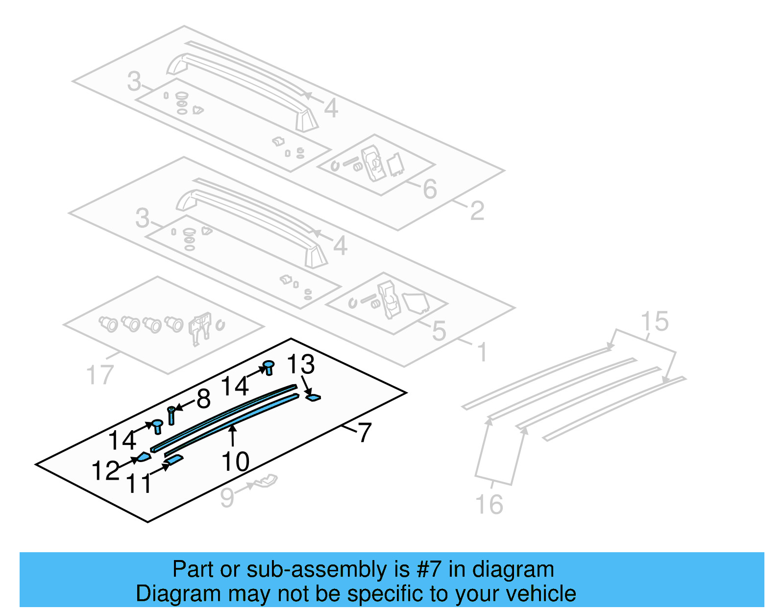 Roof Luggage Carrier Side Rail 7L6-860-181-G-QRD - View 3