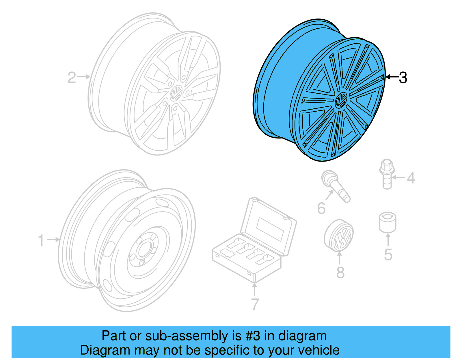 Wheel, Alloy 5G0-601-025-BS-88Z - View 6