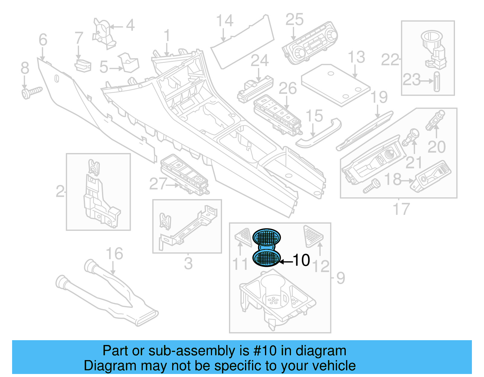 Cup Holder Insert 3C0-863-330-B-9B9 - View 19