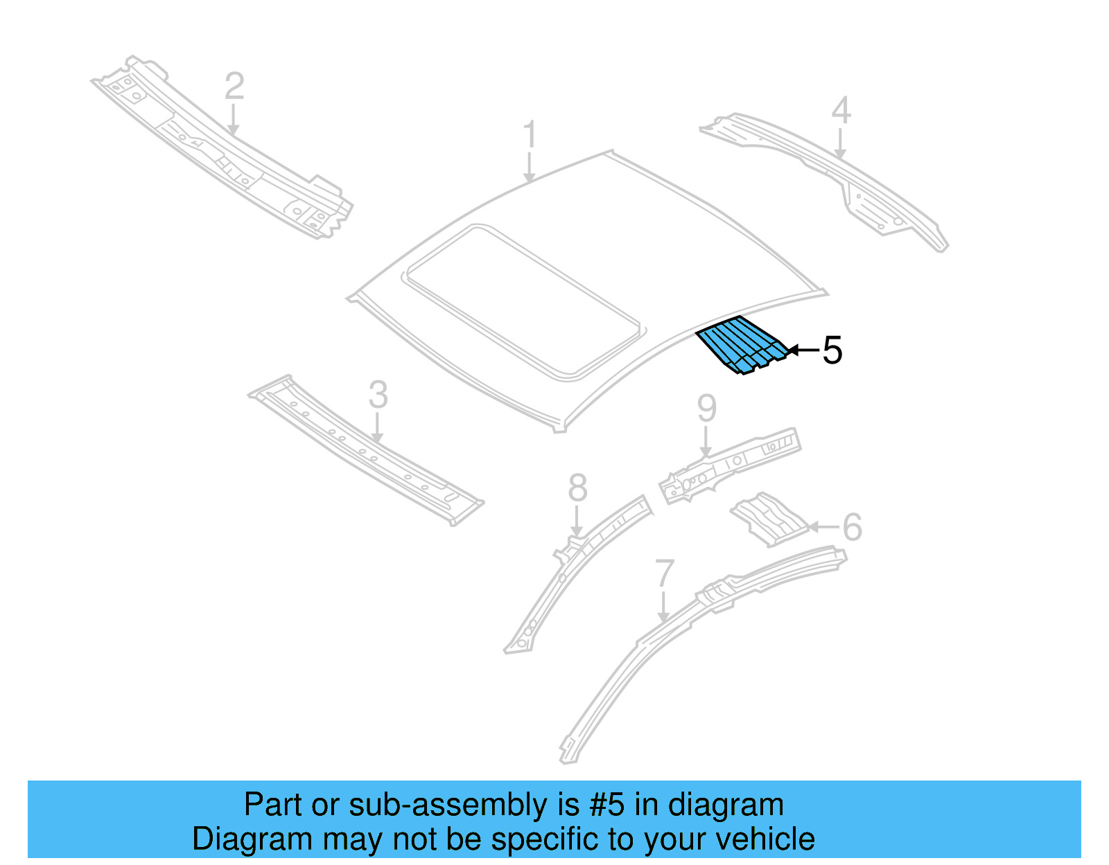 Roof Bow 3C8-817-119-A - View 6