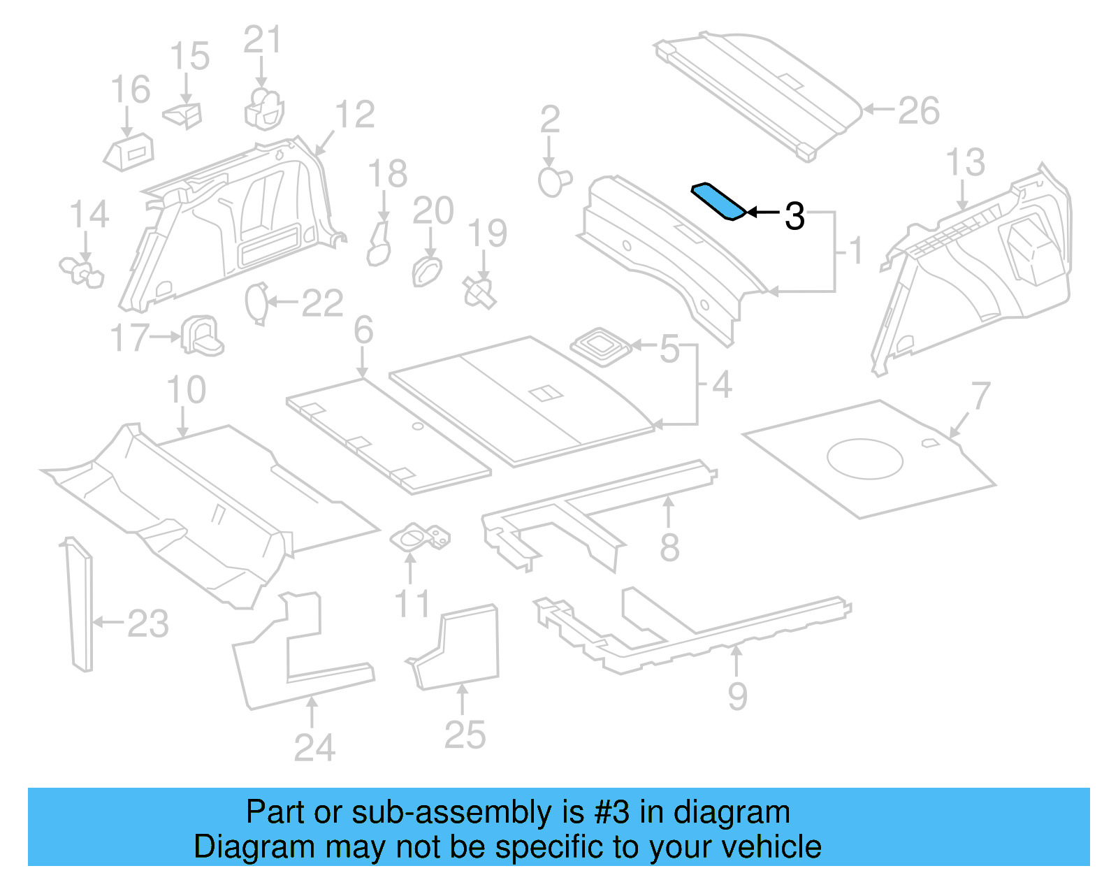 Rear Body Panel Trim Panel Cap 1K9-863-651-A-82V - View 14