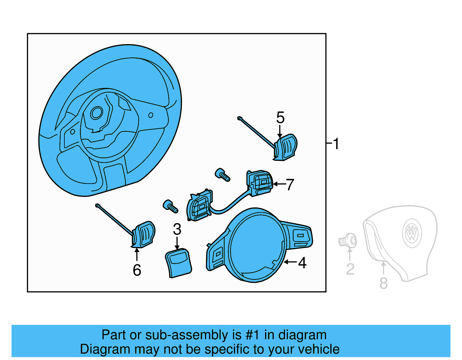 Steering Wheel 5C0-419-091-AR-BBR - View 2
