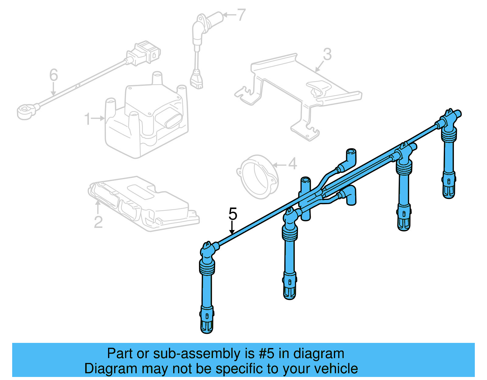 Plug Wire 06A-905-430-AE - View 5