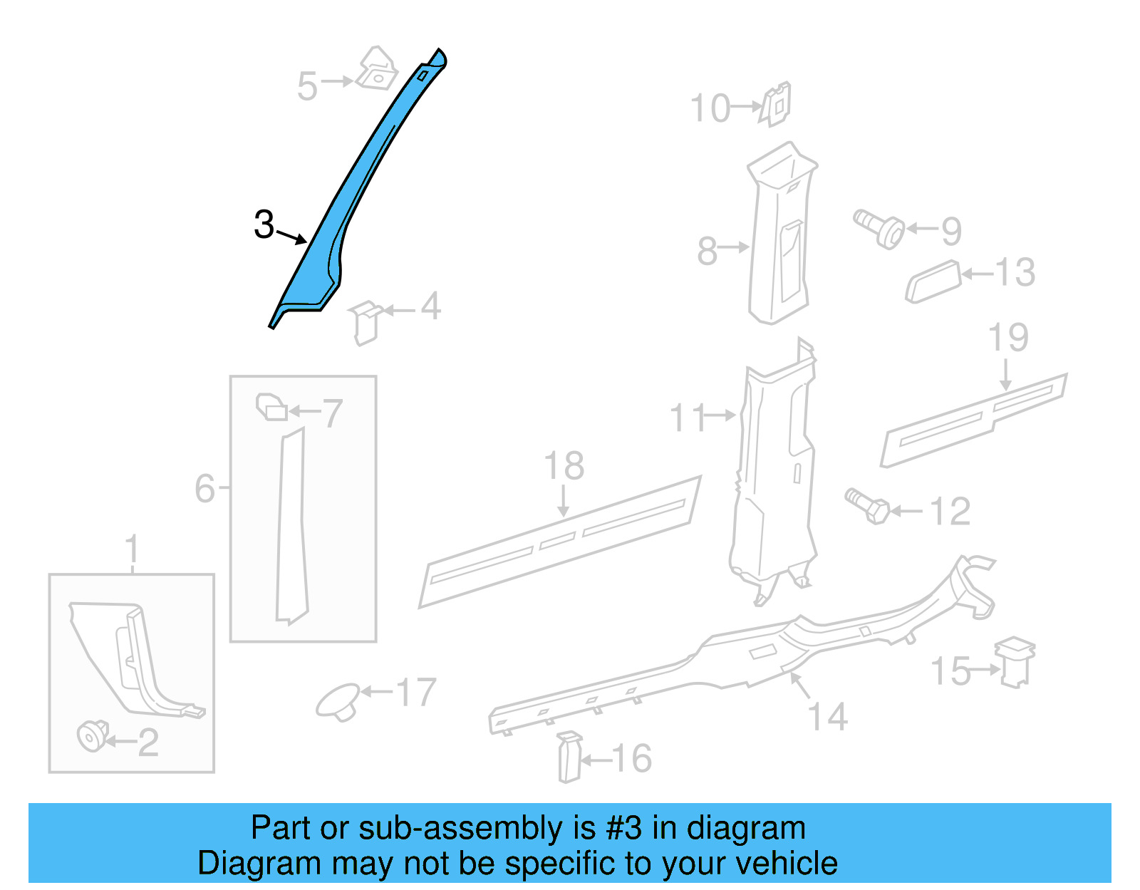 Windshield Pillar Trim 5C6-867-234-R-CE6 - View 10