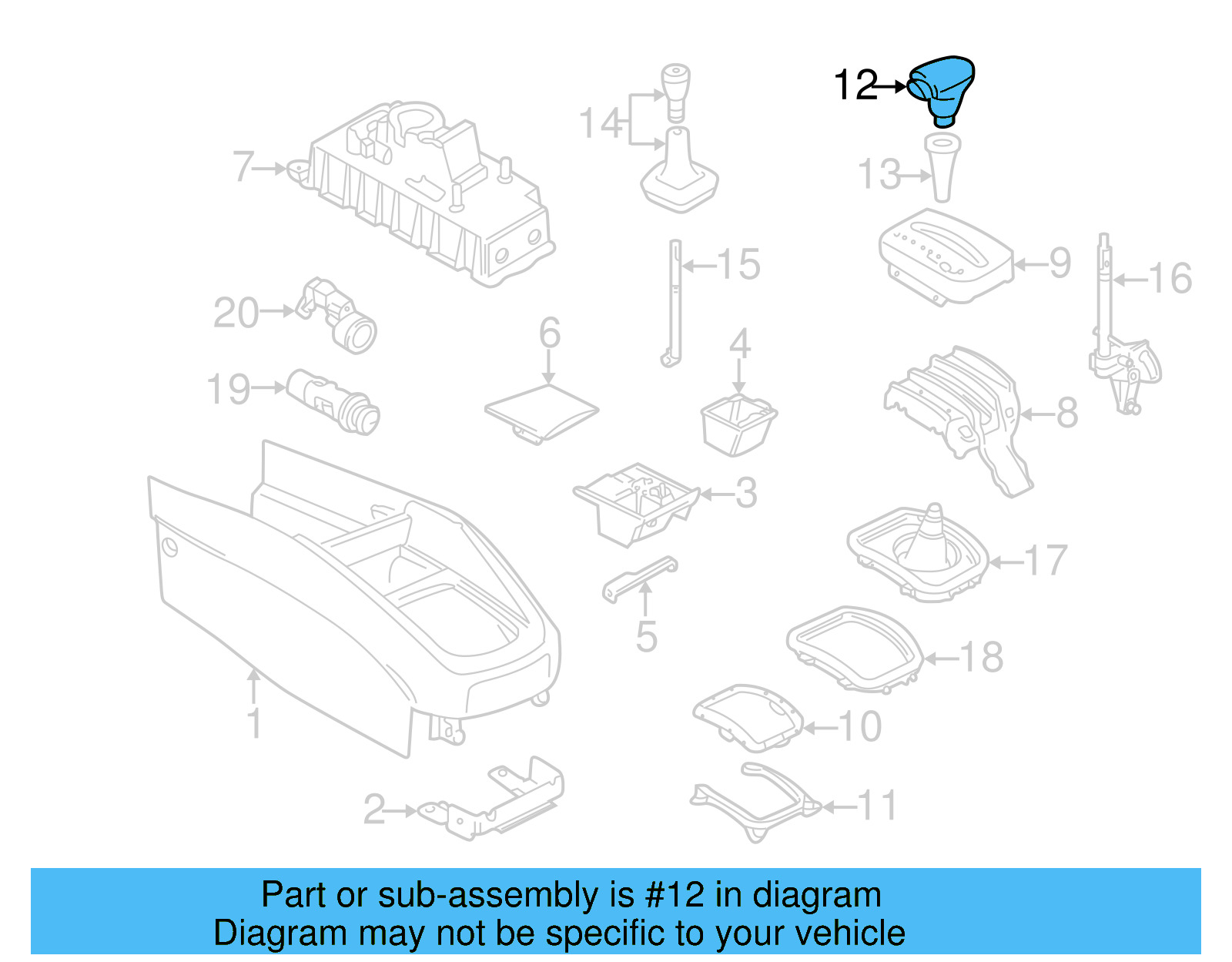 Shift Knob 1J1-713-139-H-2WE - View 12