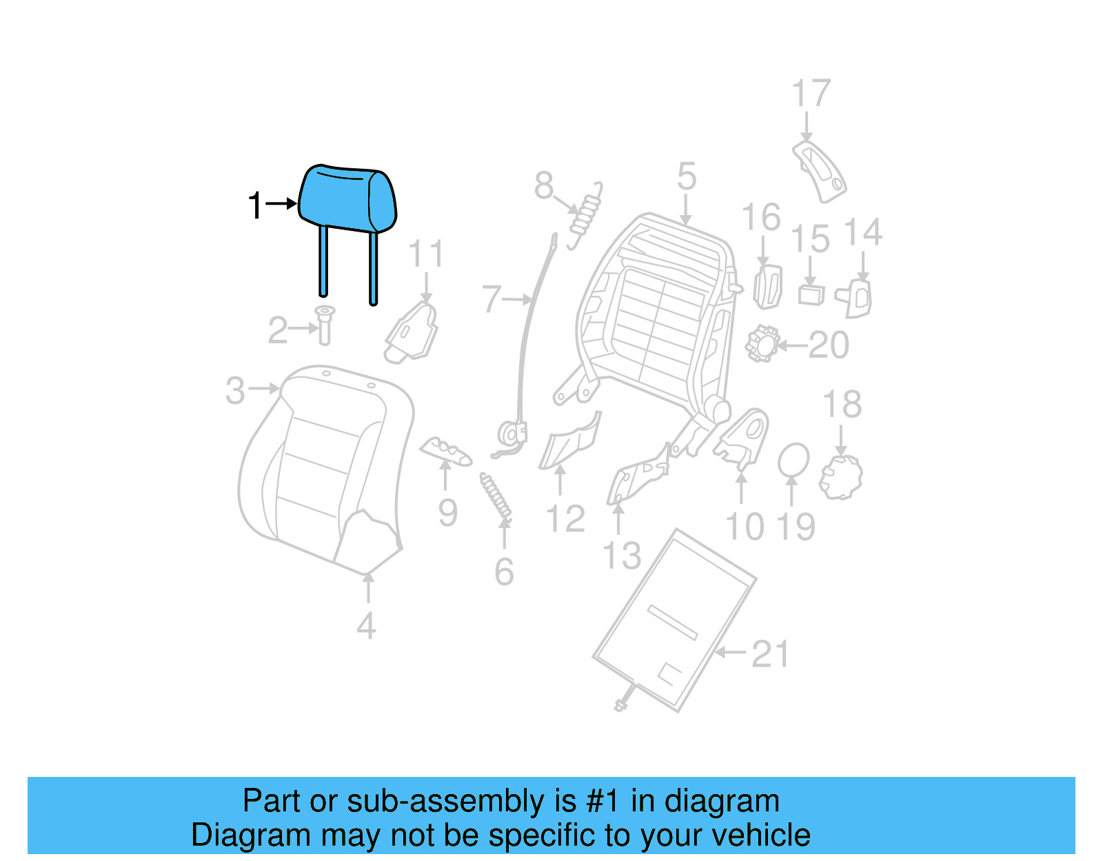 Headrest 1C0-881-901-AB-7PW - View 10