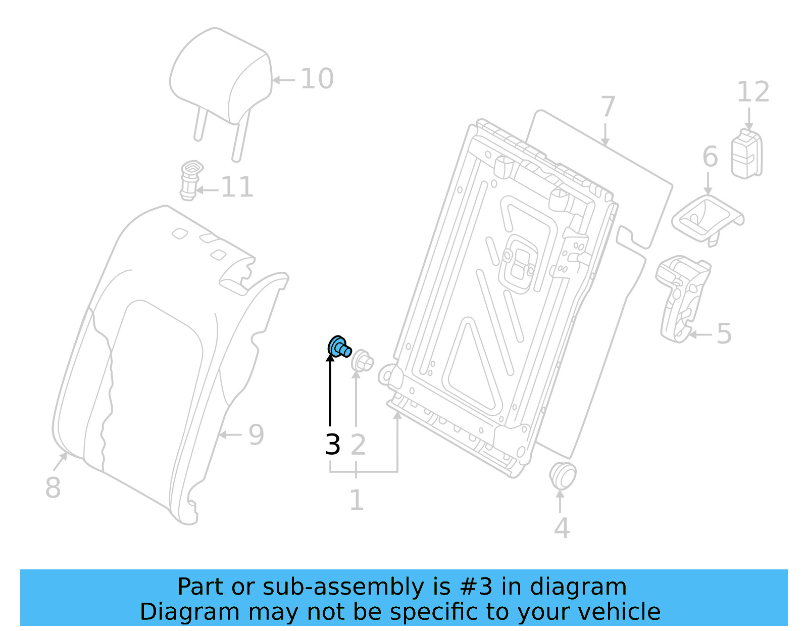 Seat Back Frame Bushing 3C0-885-166 - View 4
