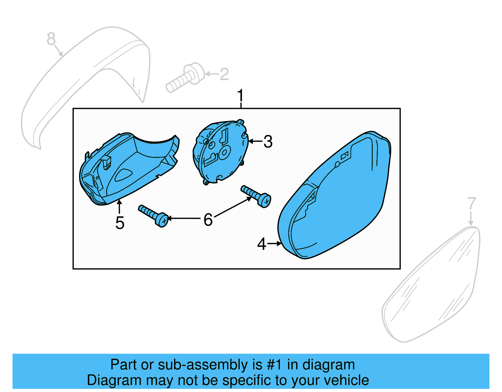 Mirror Assembly 561-857-507-N-9B9 - View 3
