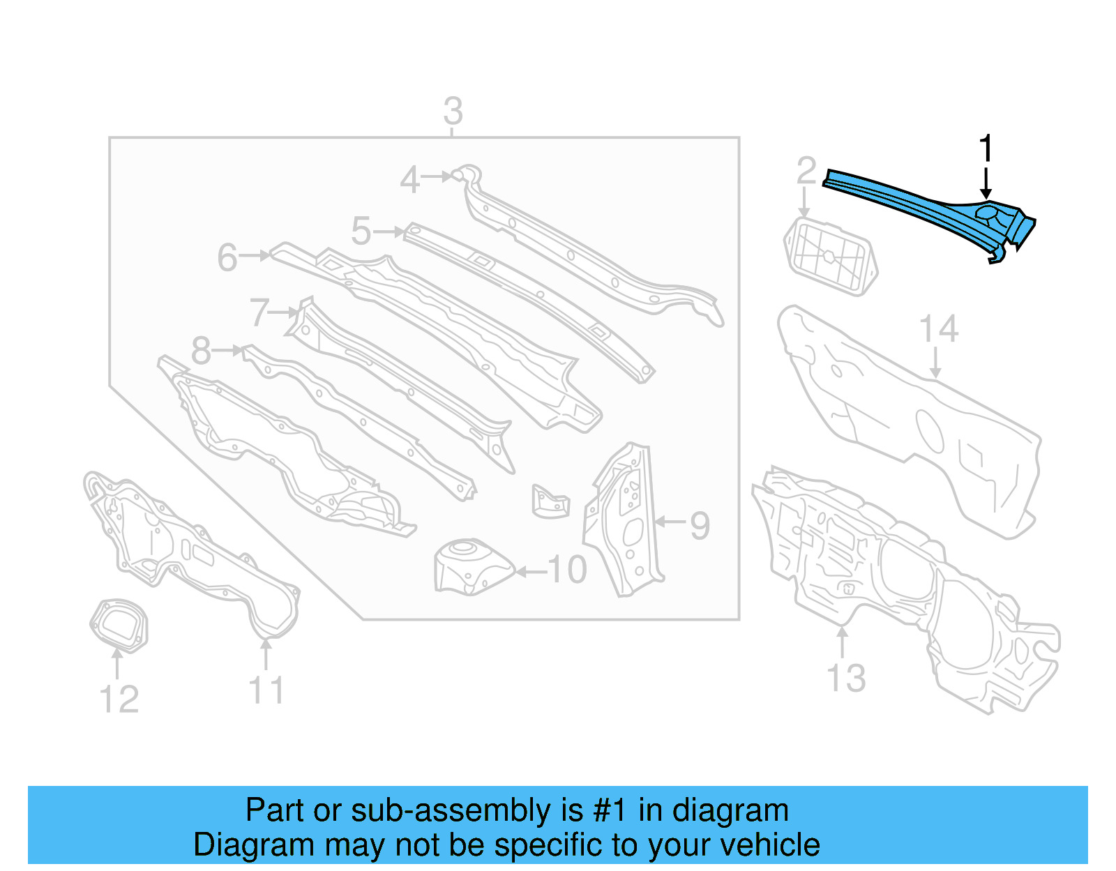 Cowl Grille 5C7-819-404-A-9B9 - View 7