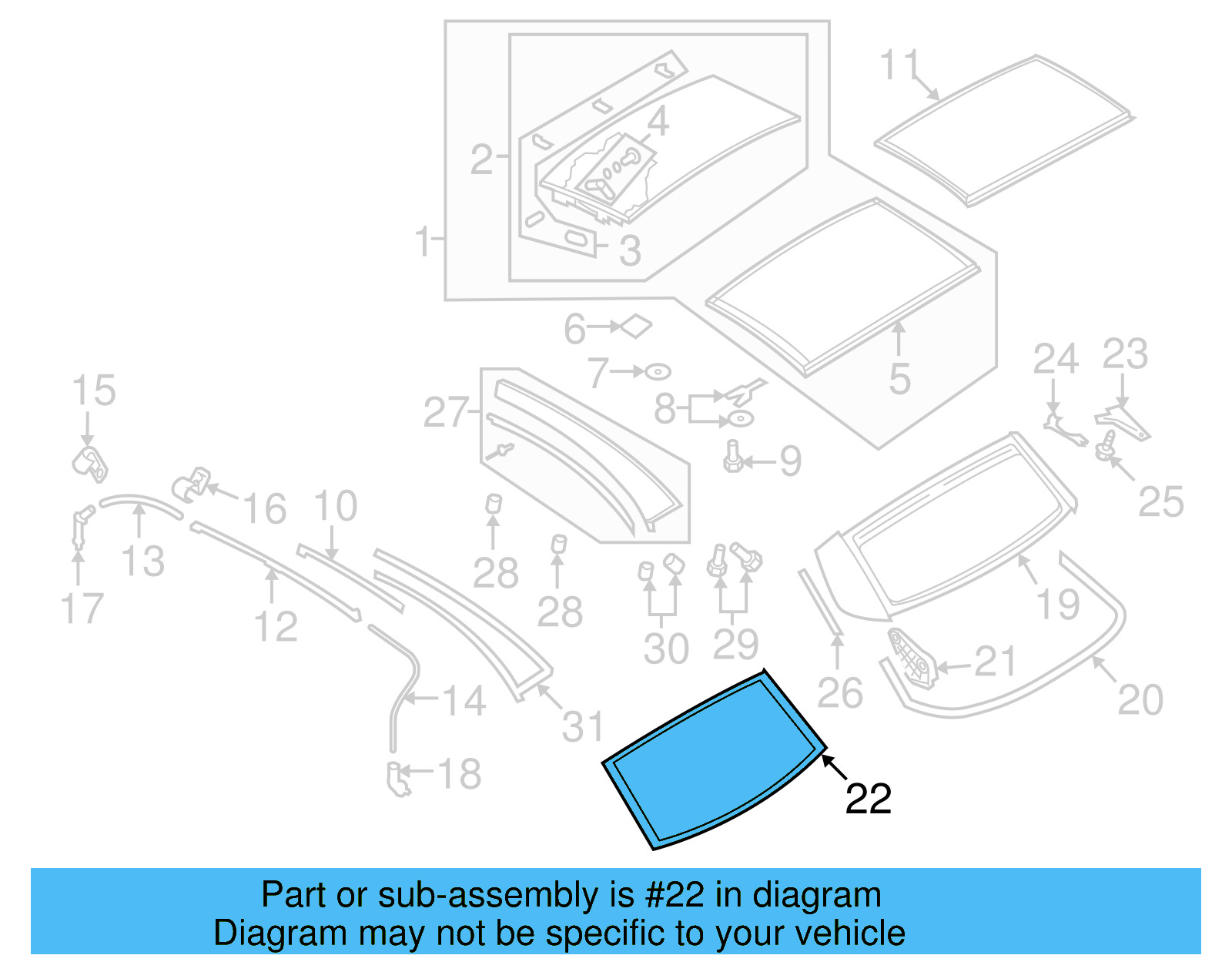 Back Glass 1Q0-845-051-B-NVB - View 5