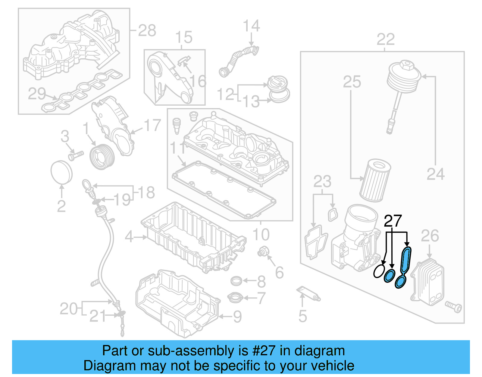 Oil Cooler Gasket Set 03L-198-070 - View 7