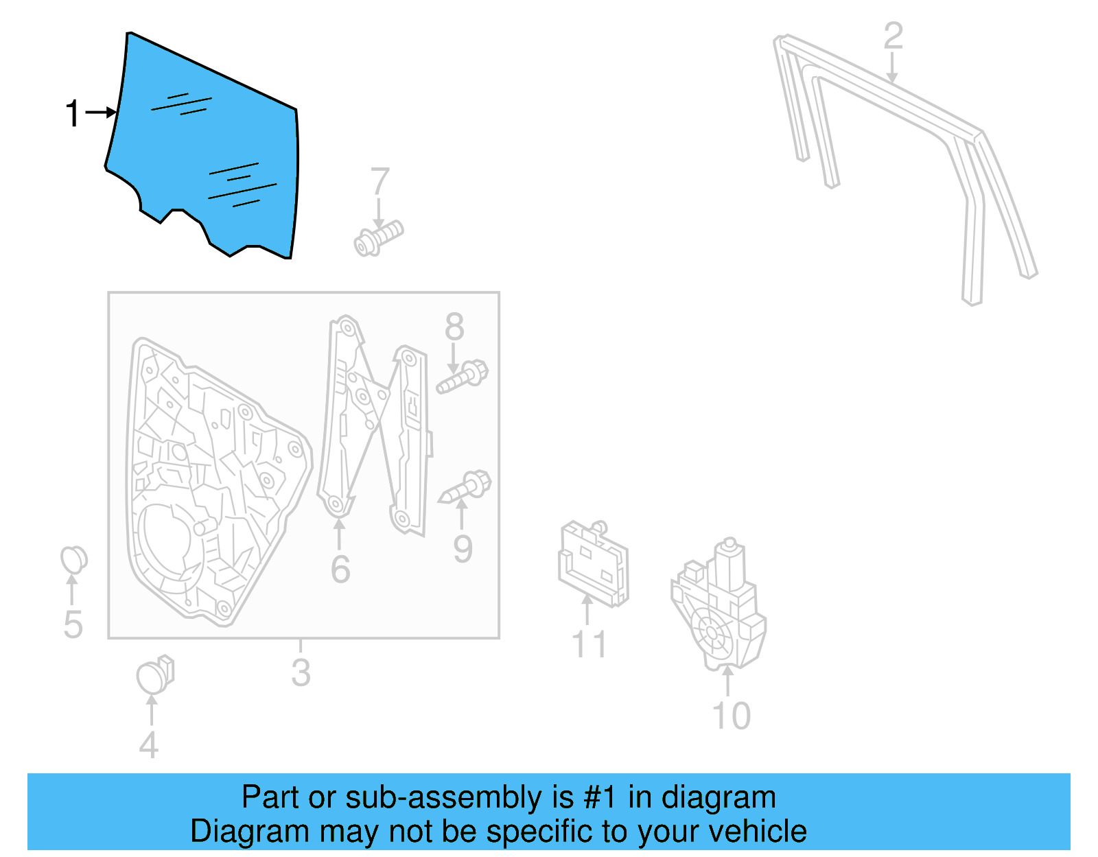 Door Glass 7P6-845-026-C - View 4