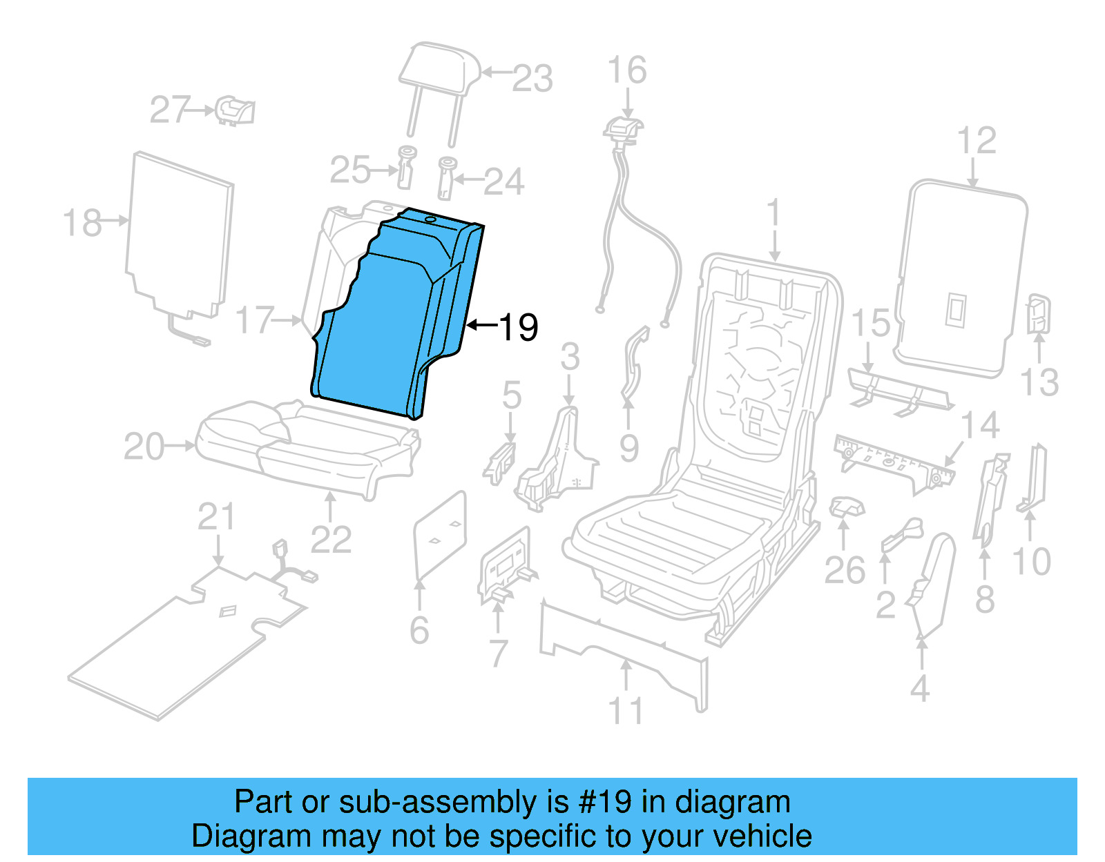 Seat Back Cover 3CN-885-806-AM-VJF - View 6