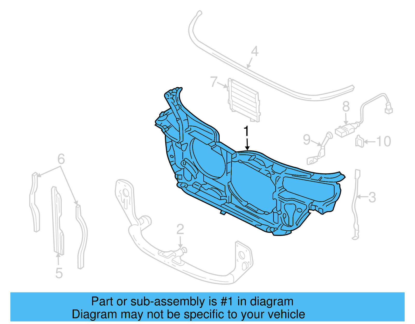 Radiator Support 3B0-805-594-BL - View 9