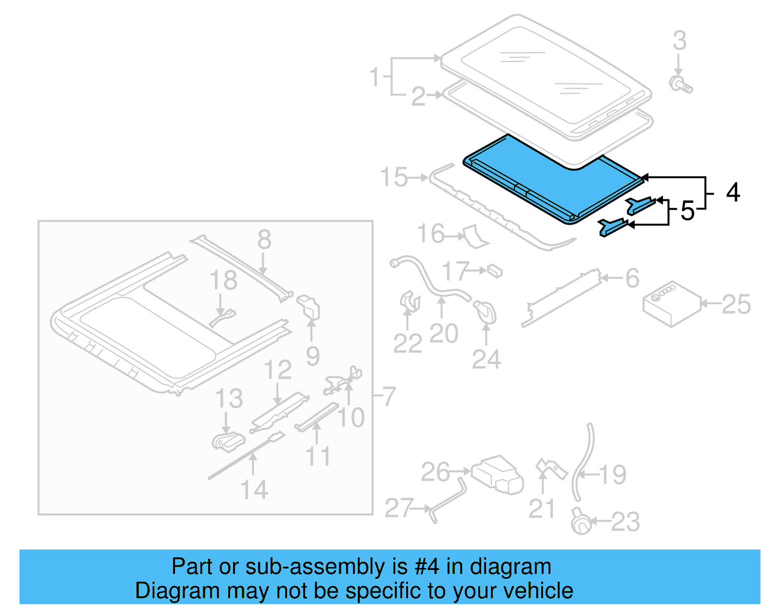 Sunroof Cover 1K0-877-255-A-3U5 - View 5