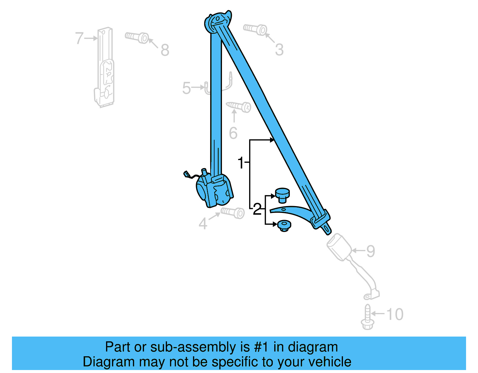 Seat Belt Assembly 3C1-857-705-R-RAA - View 4