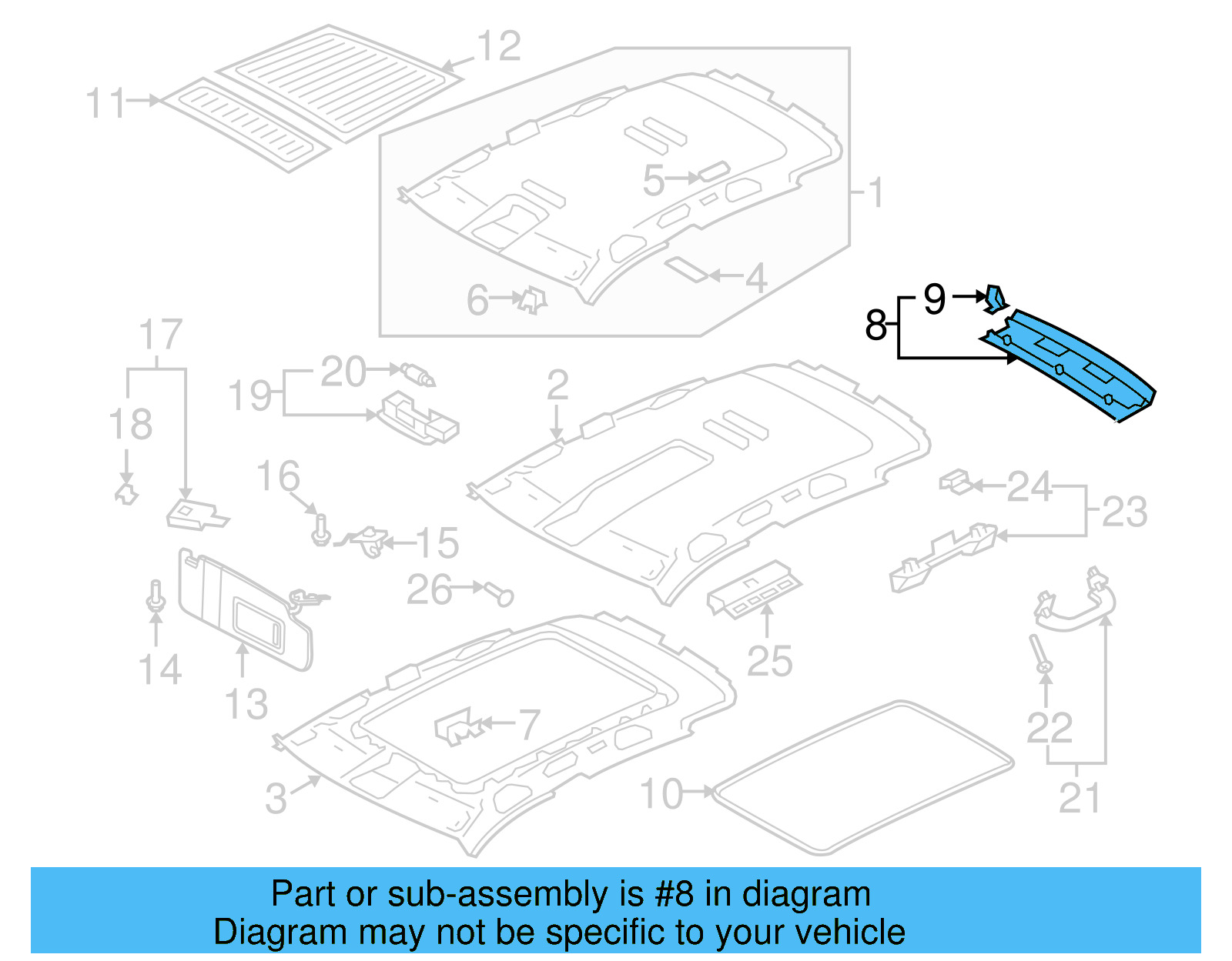 Rear Header Trim 5N0-867-617-Y20 - View 4