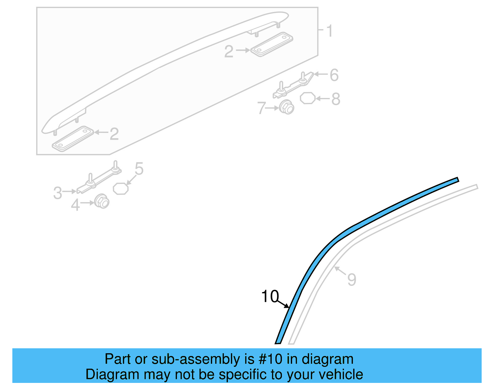 Drip Molding Retainer Strip 7P6-854-713-A-9B9 - View 4