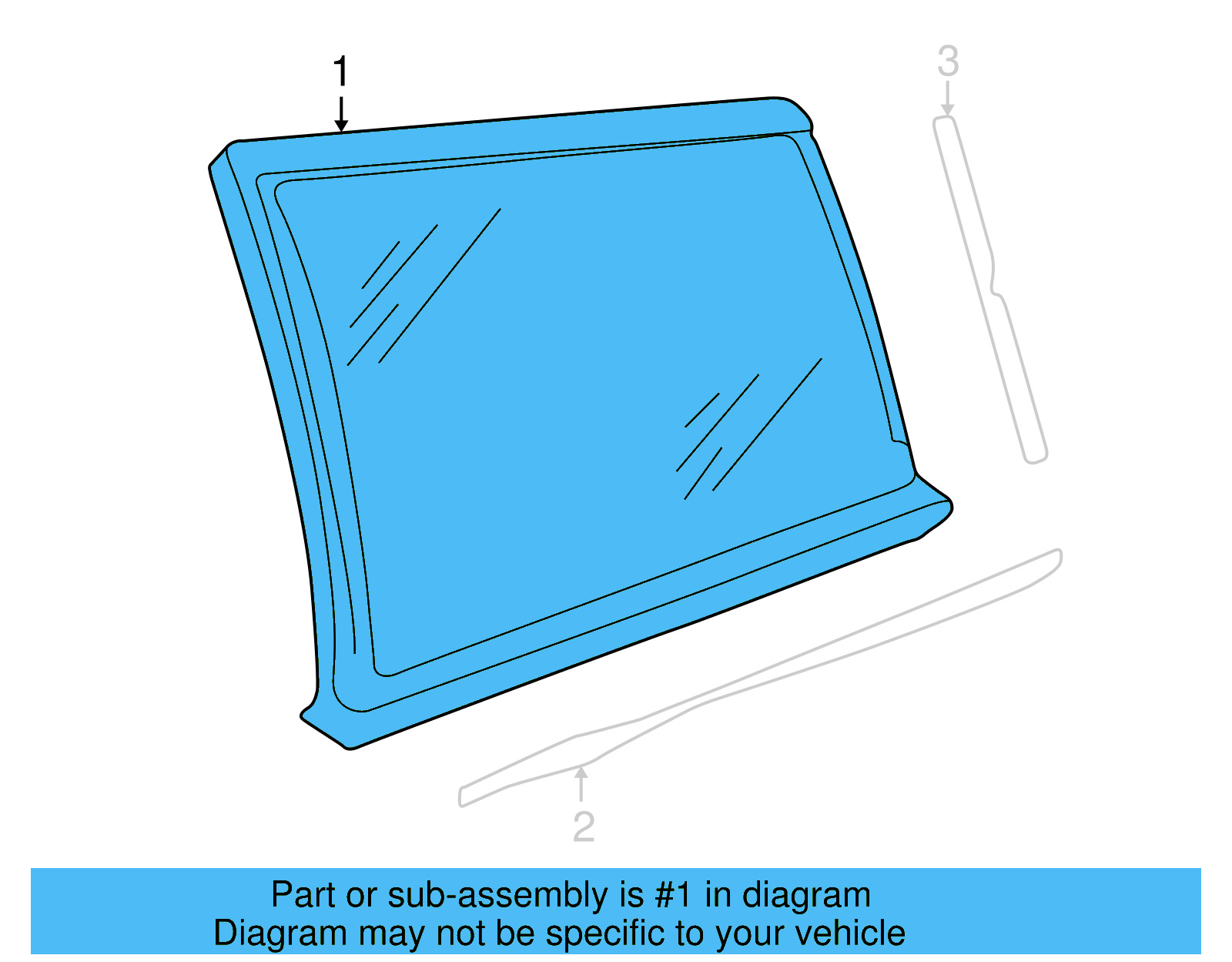 Quarter Glass 3B9-845-297-AK - View 3