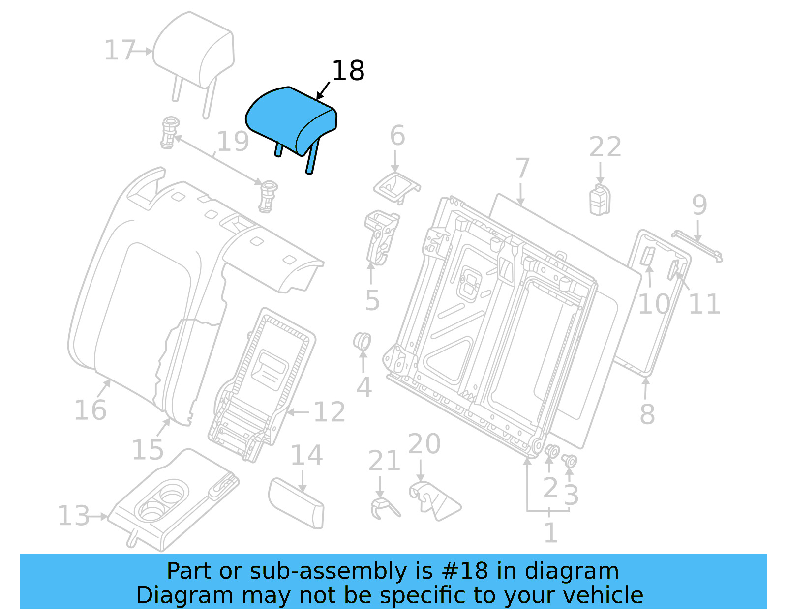 Headrest, Center 11K-885-900-A-VIW - View 6
