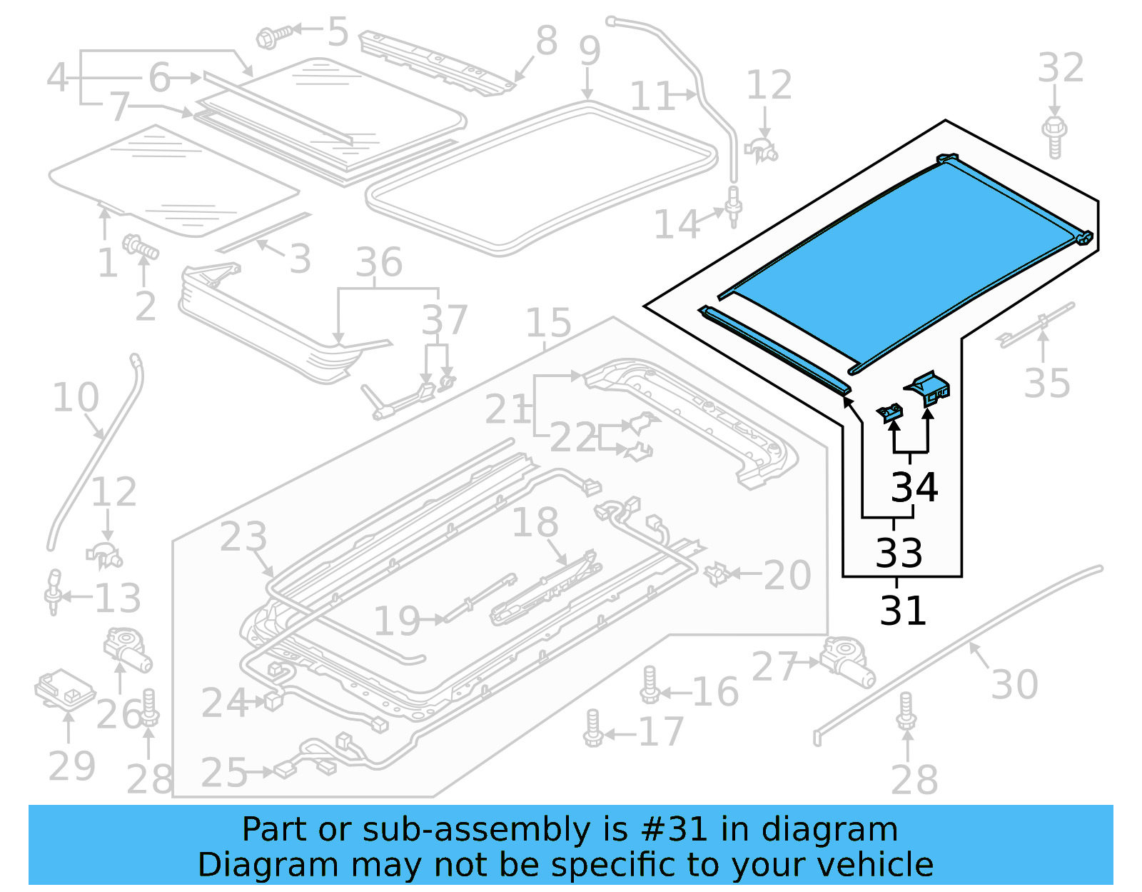 Sunshade 3G9-877-307-D-FG2 - View 7
