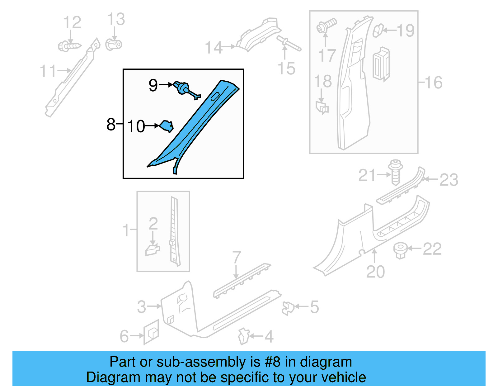 Windshield Pillar Trim 7P6-867-233-K-BR2 - View 6
