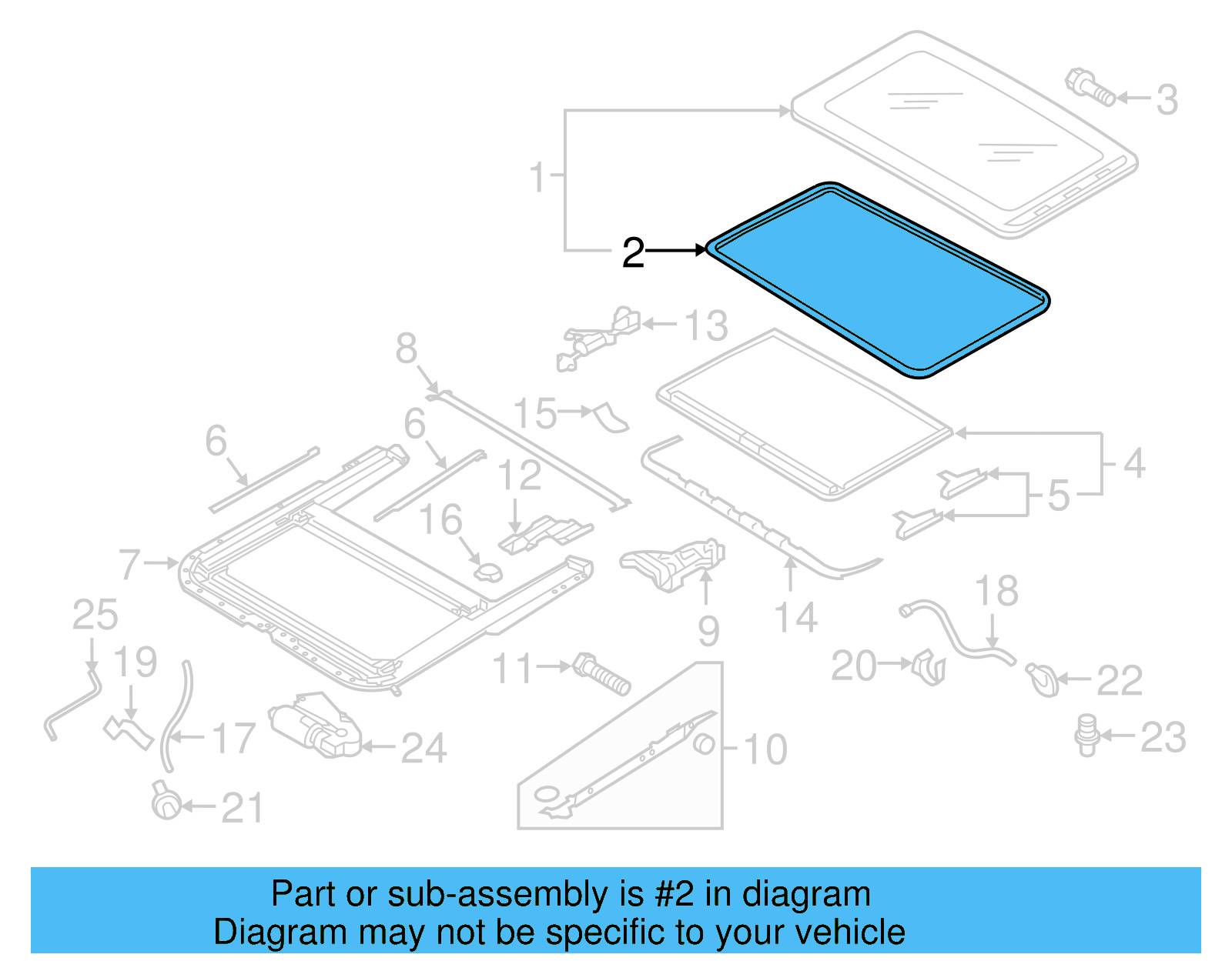 Sunroof Glass Gasket 8K5-877-297-A - View 2