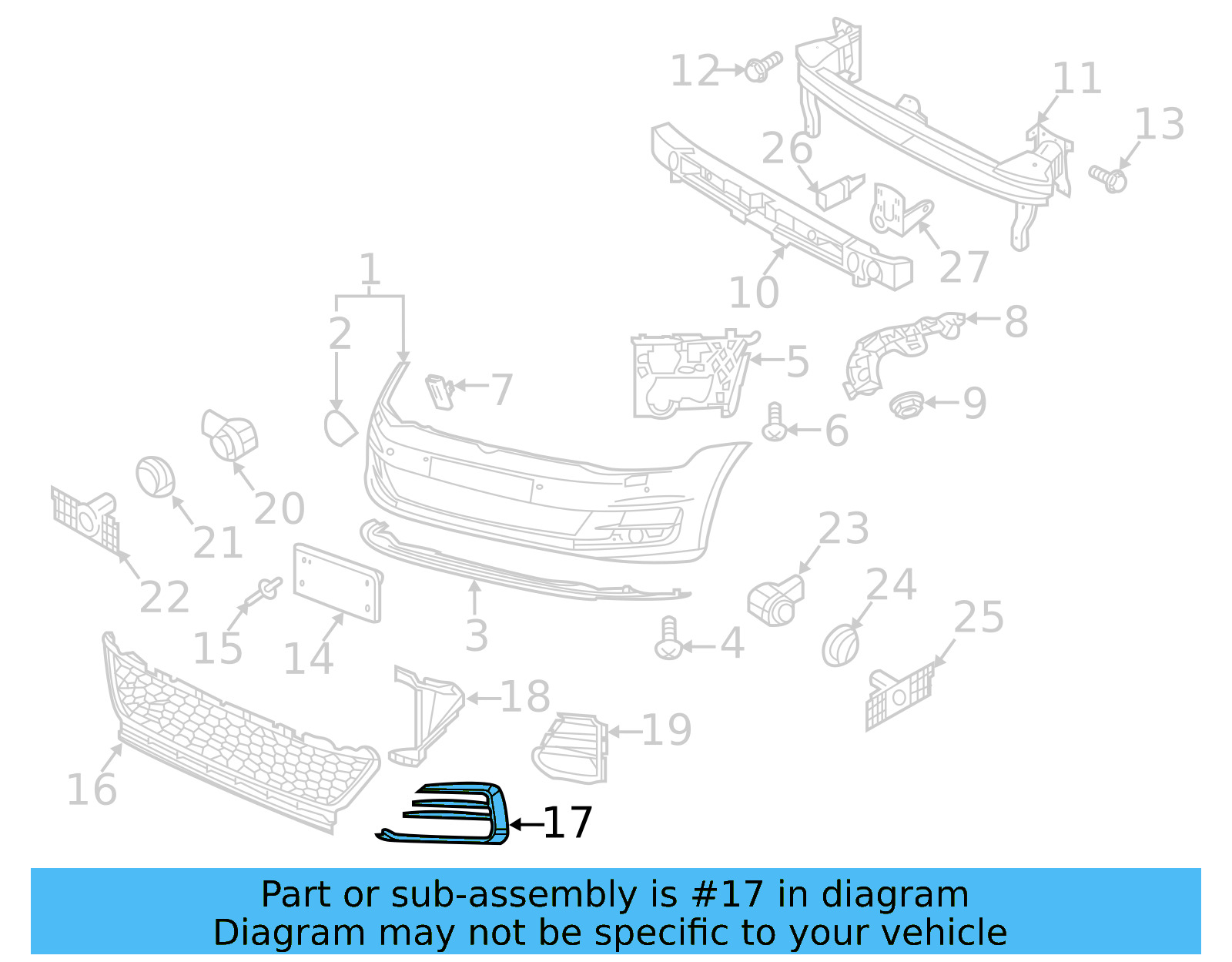 Outer Grille 5GM-853-665-J-9B9 - View 3