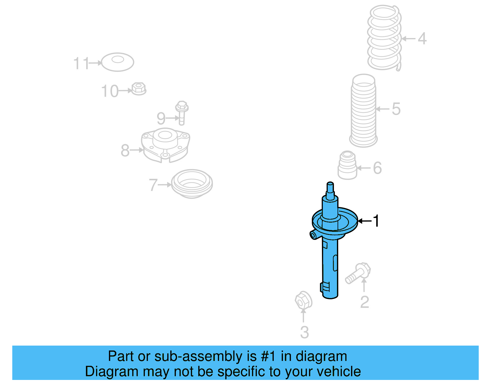 Suspension Strut 5N0-413-031-AA - View 2