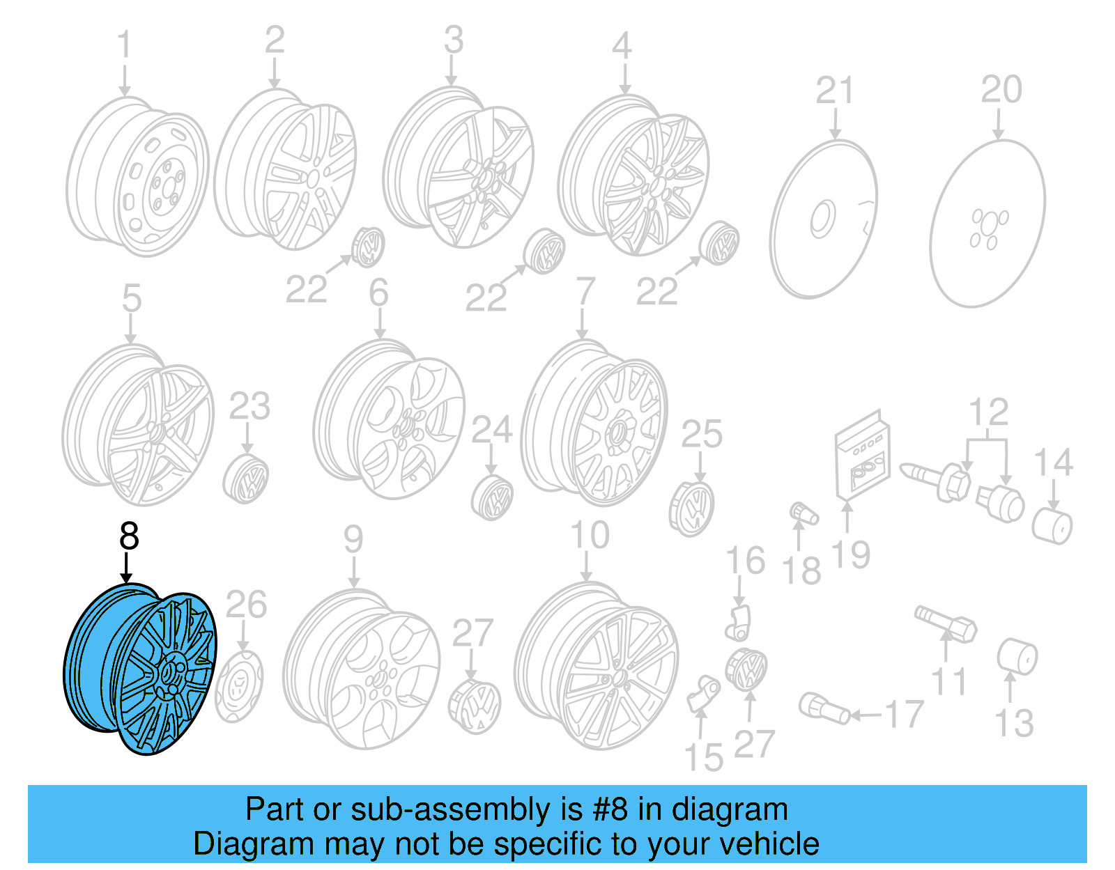 Wheel, Alloy 1K0-601-025-DE-8Z8 - View 37