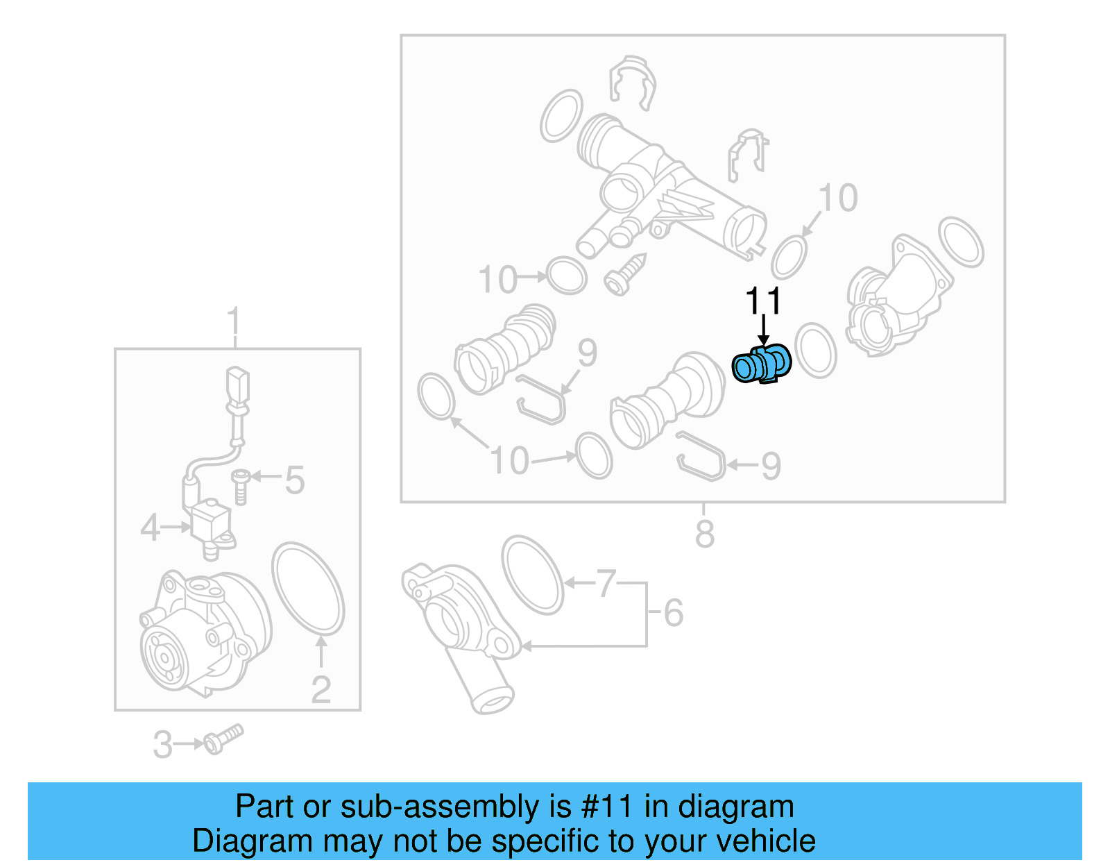Engine Coolant Thermostat 04L-121-113-D - View 3