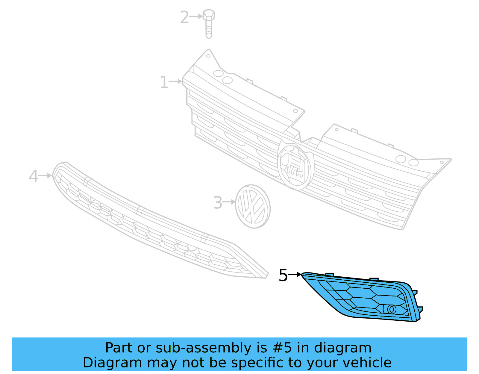 Outer Grille 5NN-853-665-9B9 - View 2