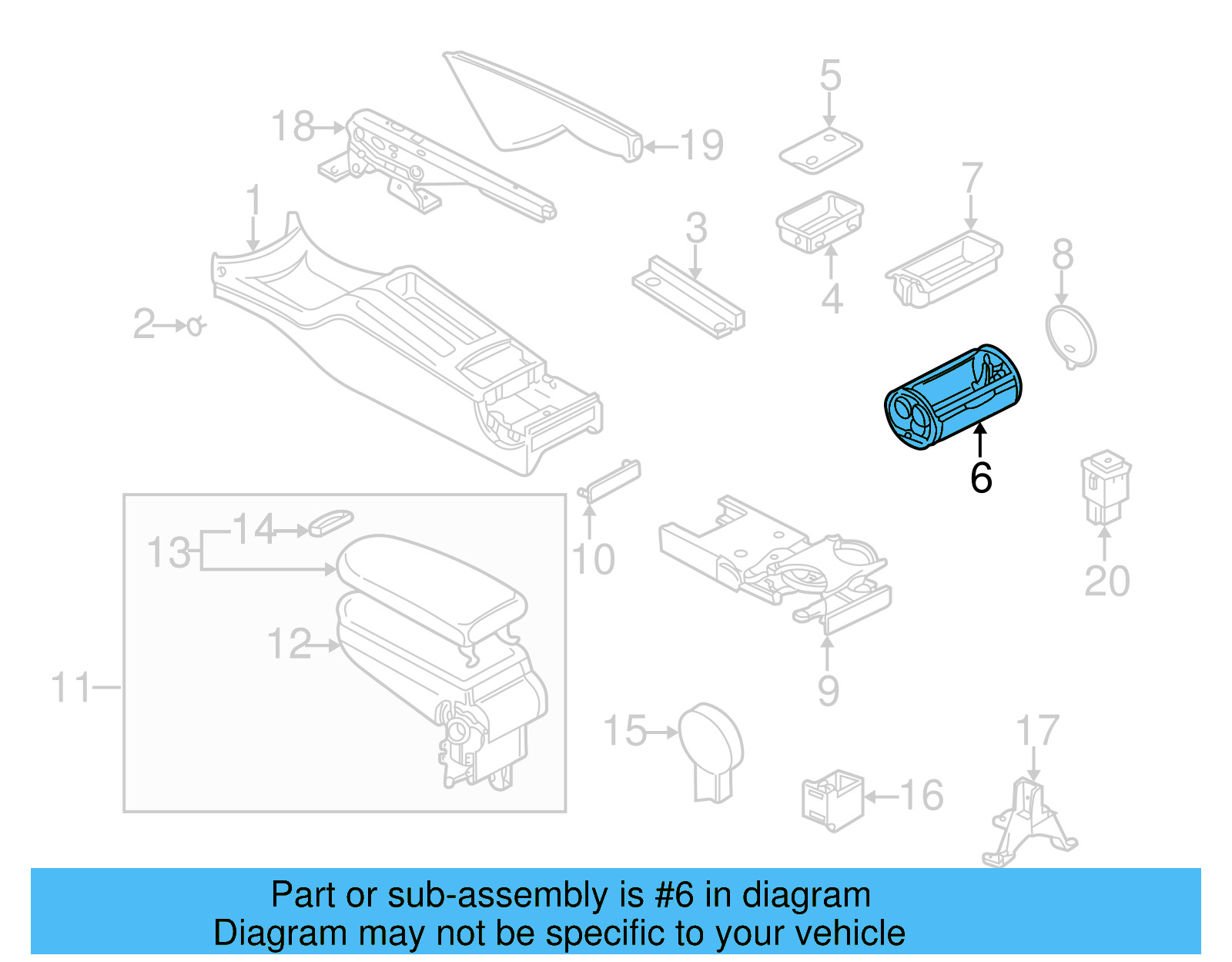 Ash Tray Housing 1J0-857-962-F-R48 - View 2