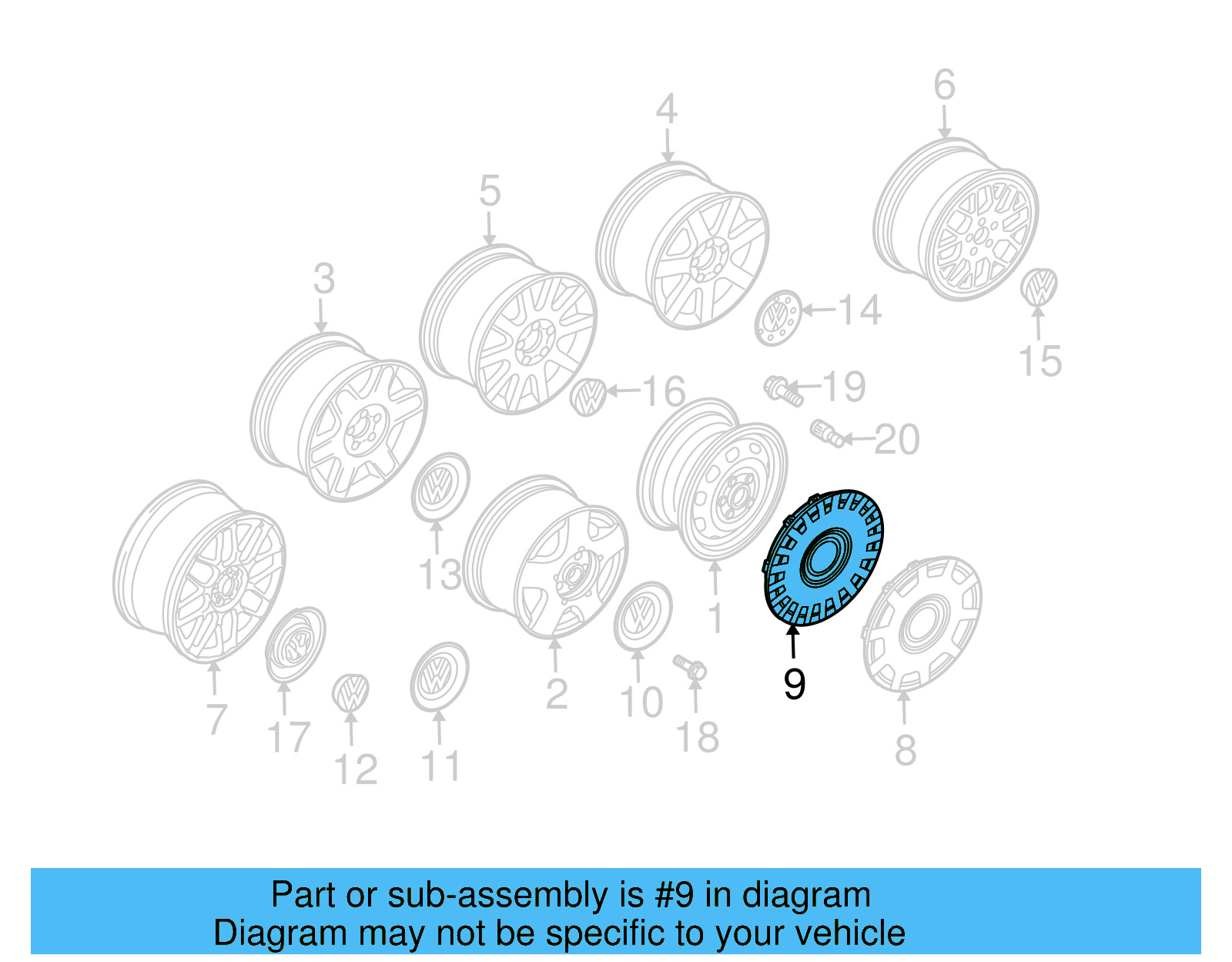 Wheel Cover 1J0601147RGJW - View 5