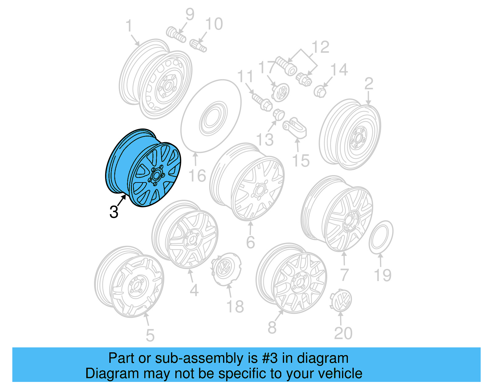 Wheel, Alloy 3B0-601-025-S-8Z8 - View 5