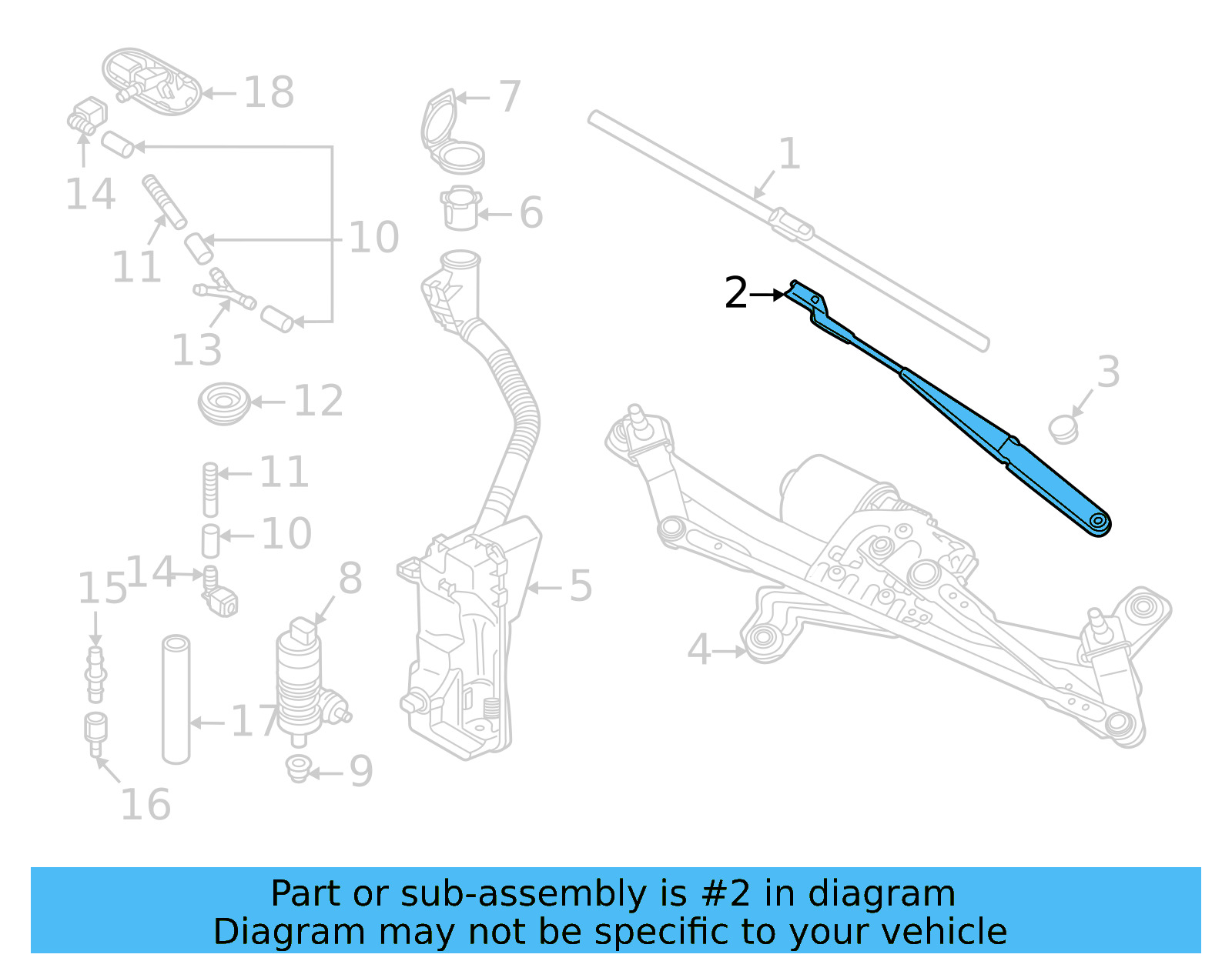 Windshield Wiper Arm 11B-955-410-03C - View 5