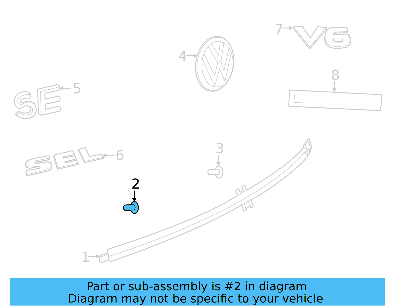 Rear Molding Grommet 7C0-853-586-A - View 4