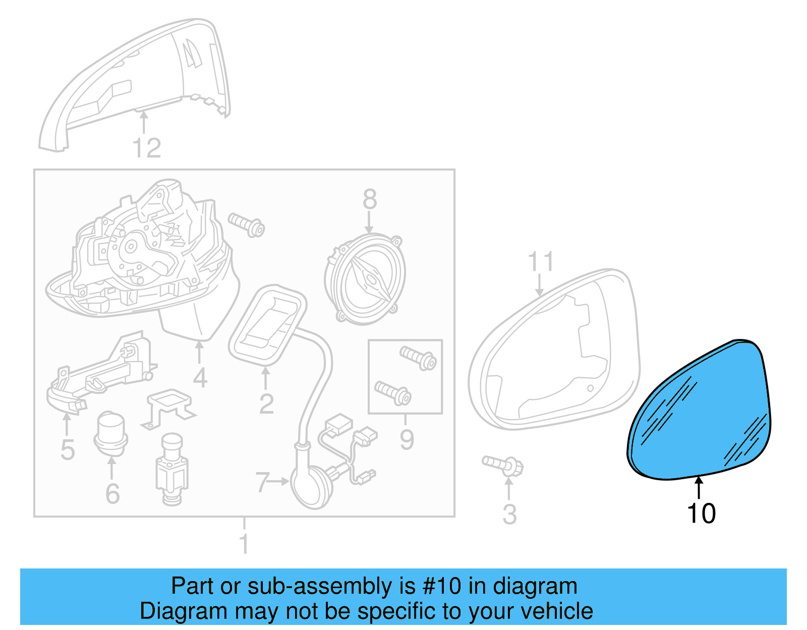 Mirror Glass 7P6-857-521-A - View 4