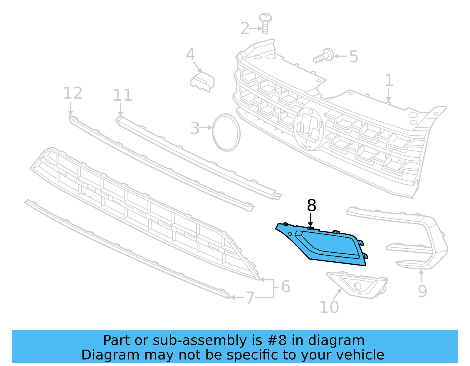 Outer Grille 3CN-853-666-C-9B9 - View 9