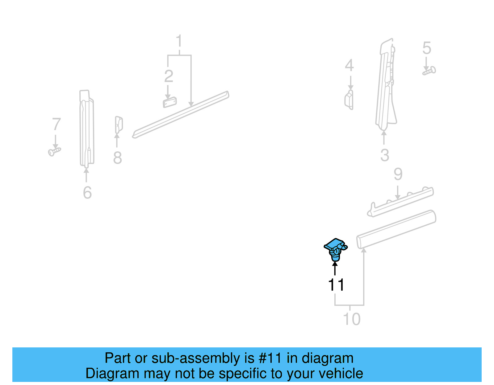 Lower Molding Clip 3B0-853-575 - View 30