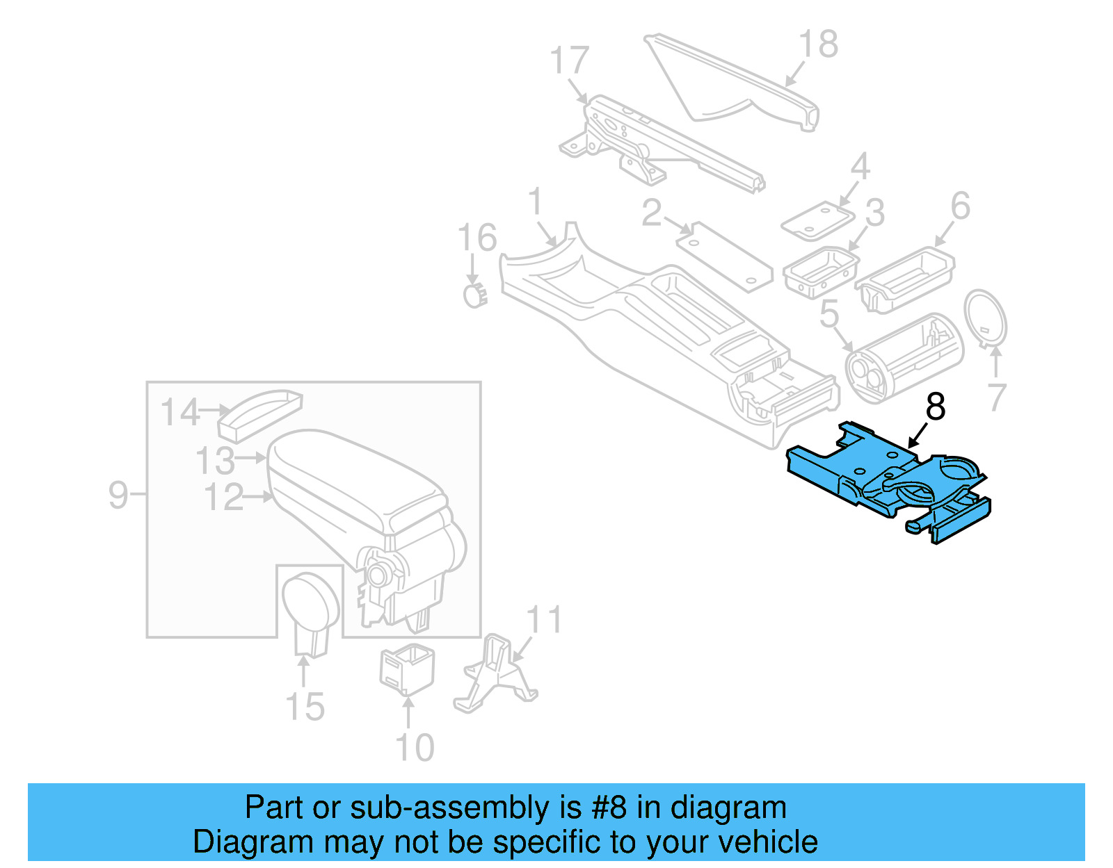 Cup Holder 1J0-862-533-H-2QL - View 5