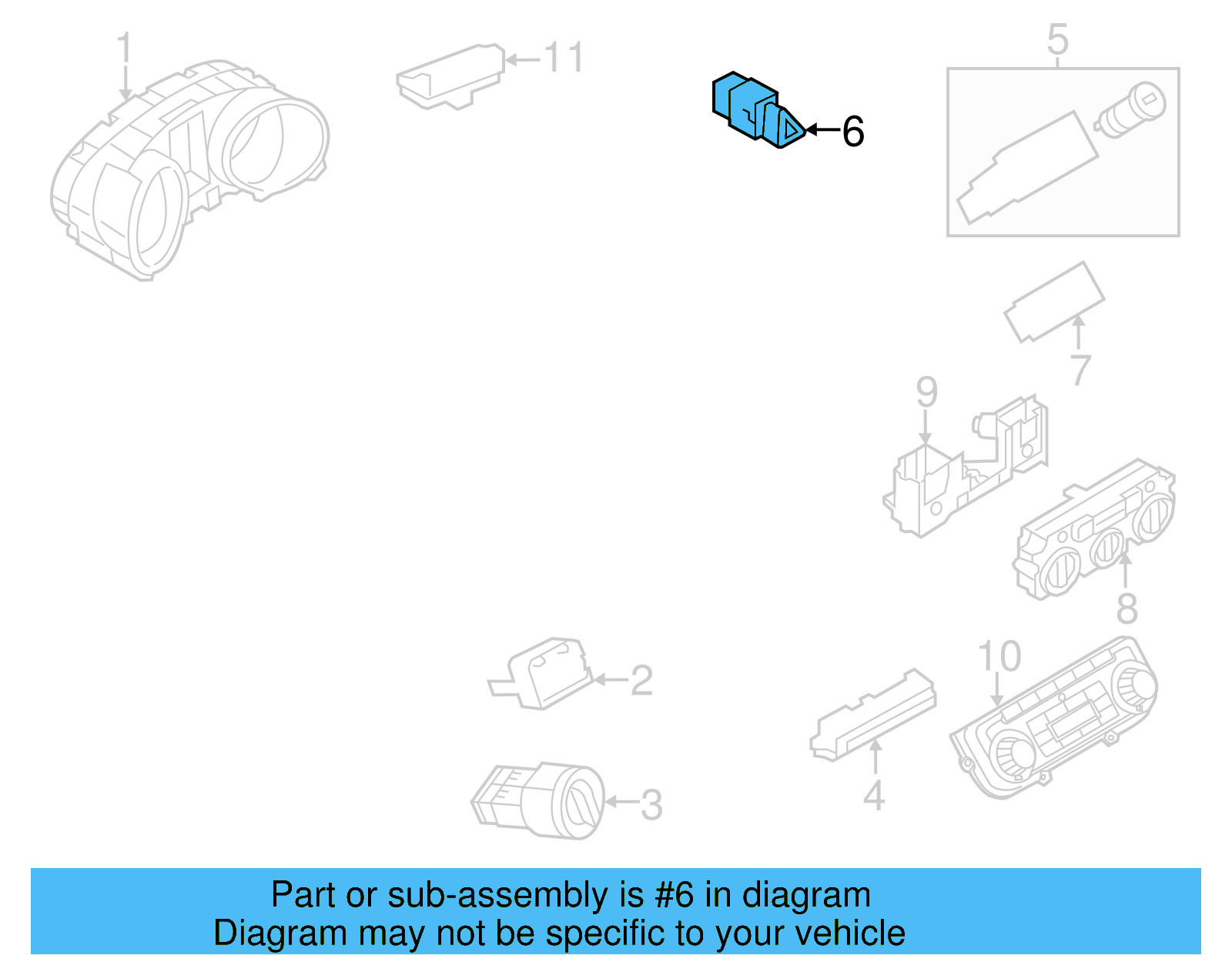 Hazard Switch 5C6-953-509-A - View 9