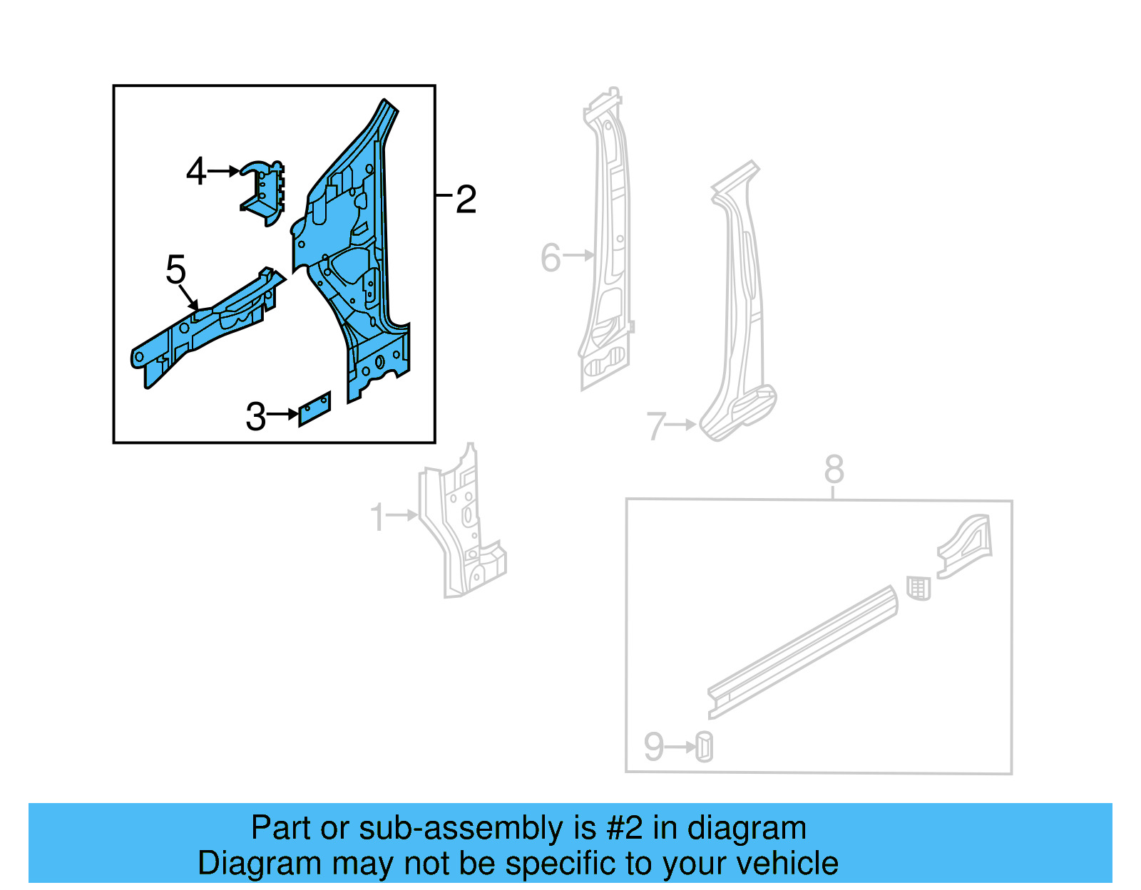 Inner Hinge Pillar 5N0-802-123 - View 7
