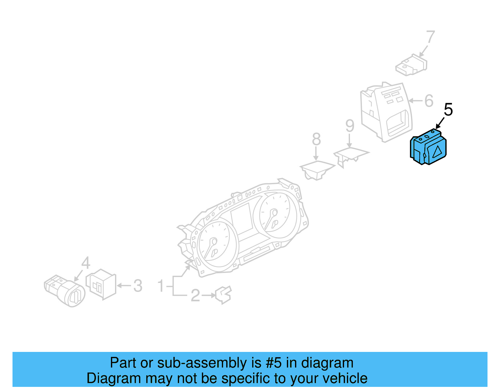 Hazard Switch 5G0-953-509-A - View 8