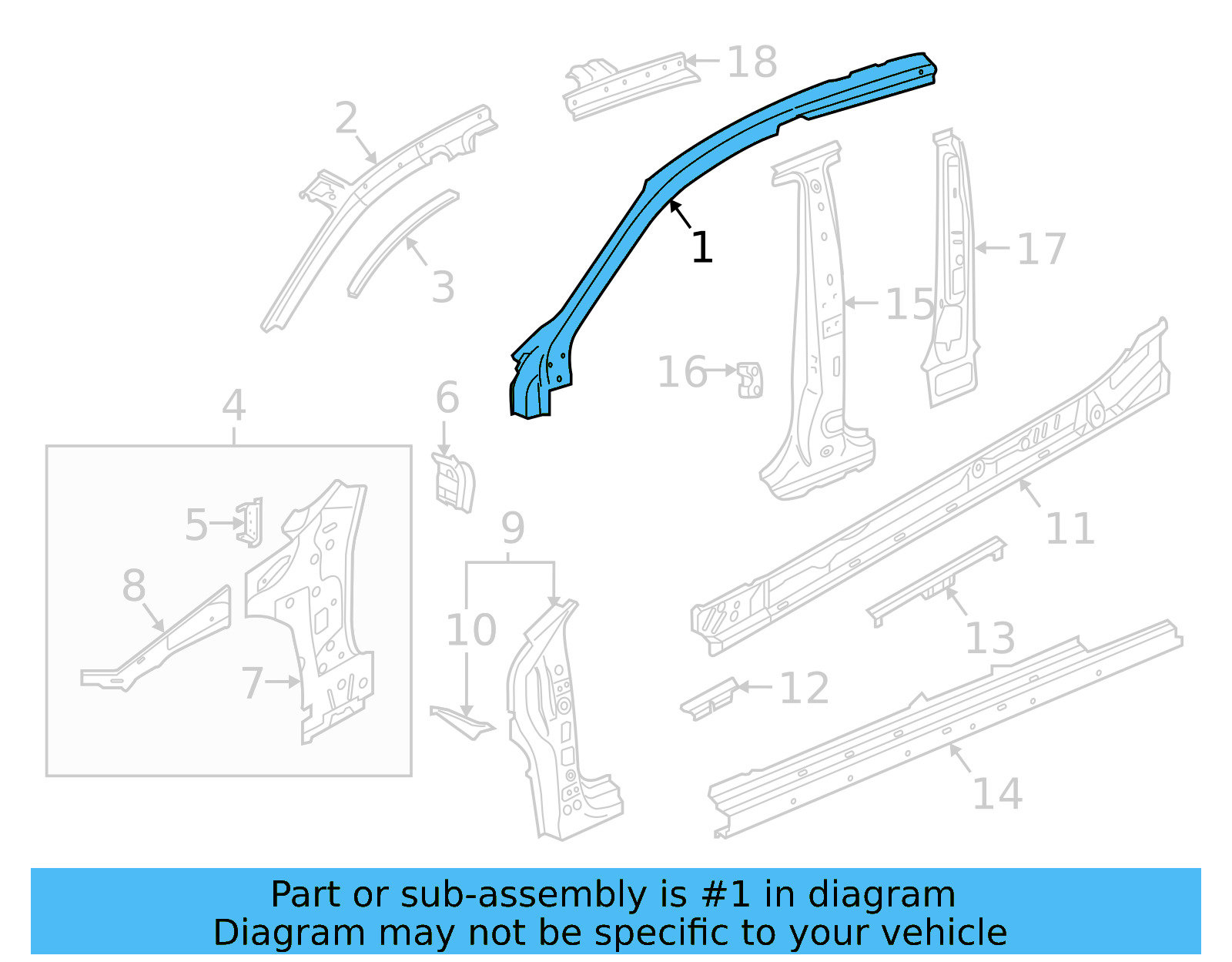 Windshield Pillar Reinforced 3G8-809-427-A - View 2