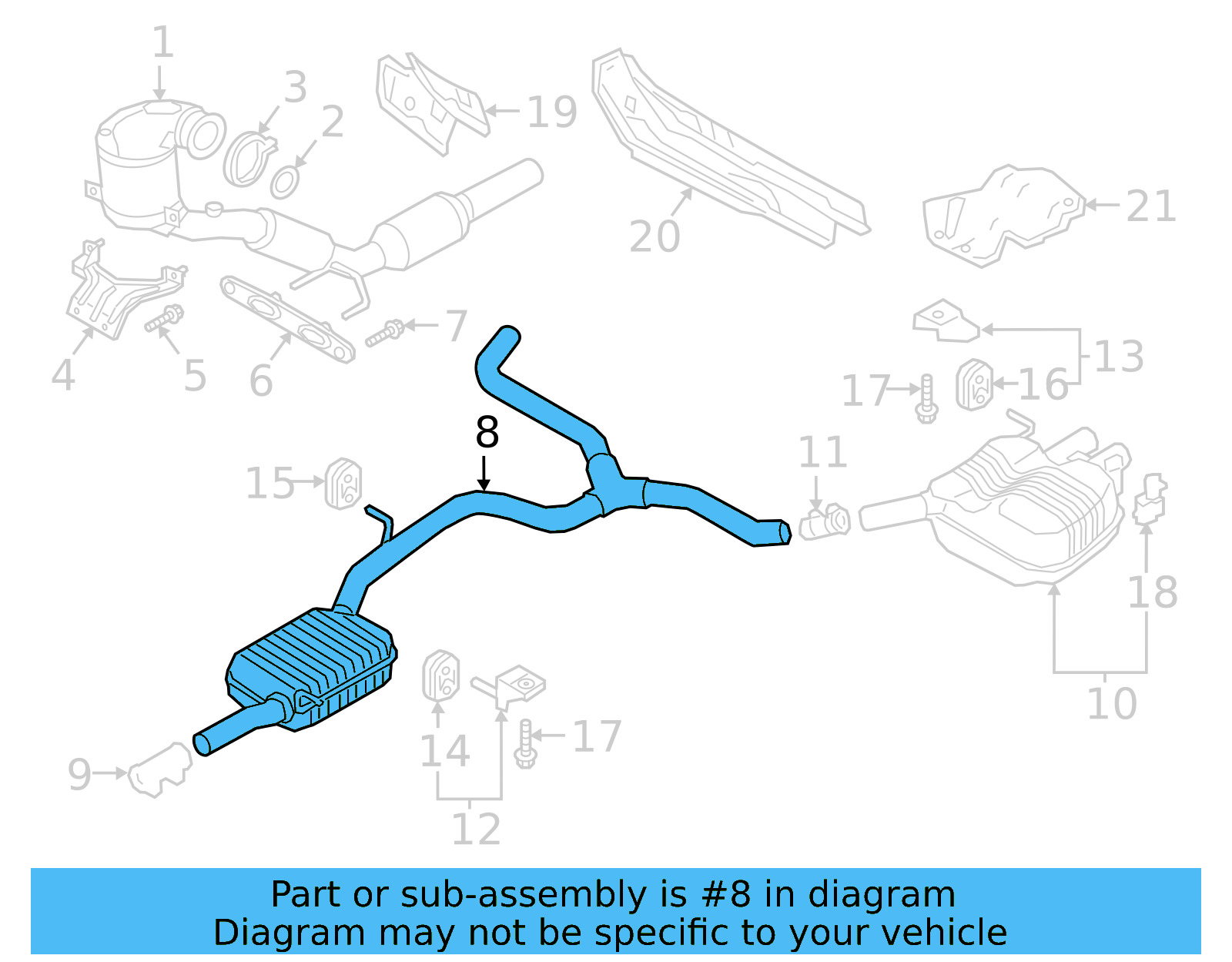 Center Muffler 3Q0-253-409-P - View 3