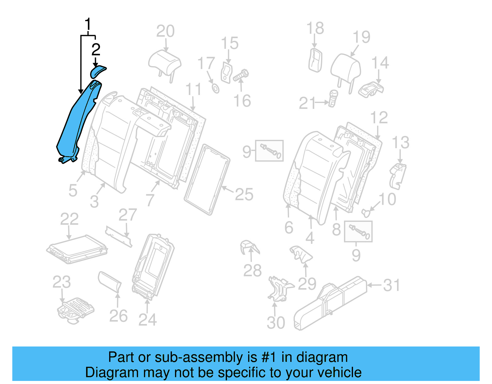Seat Back End 1K4-885-704-CM-XPA