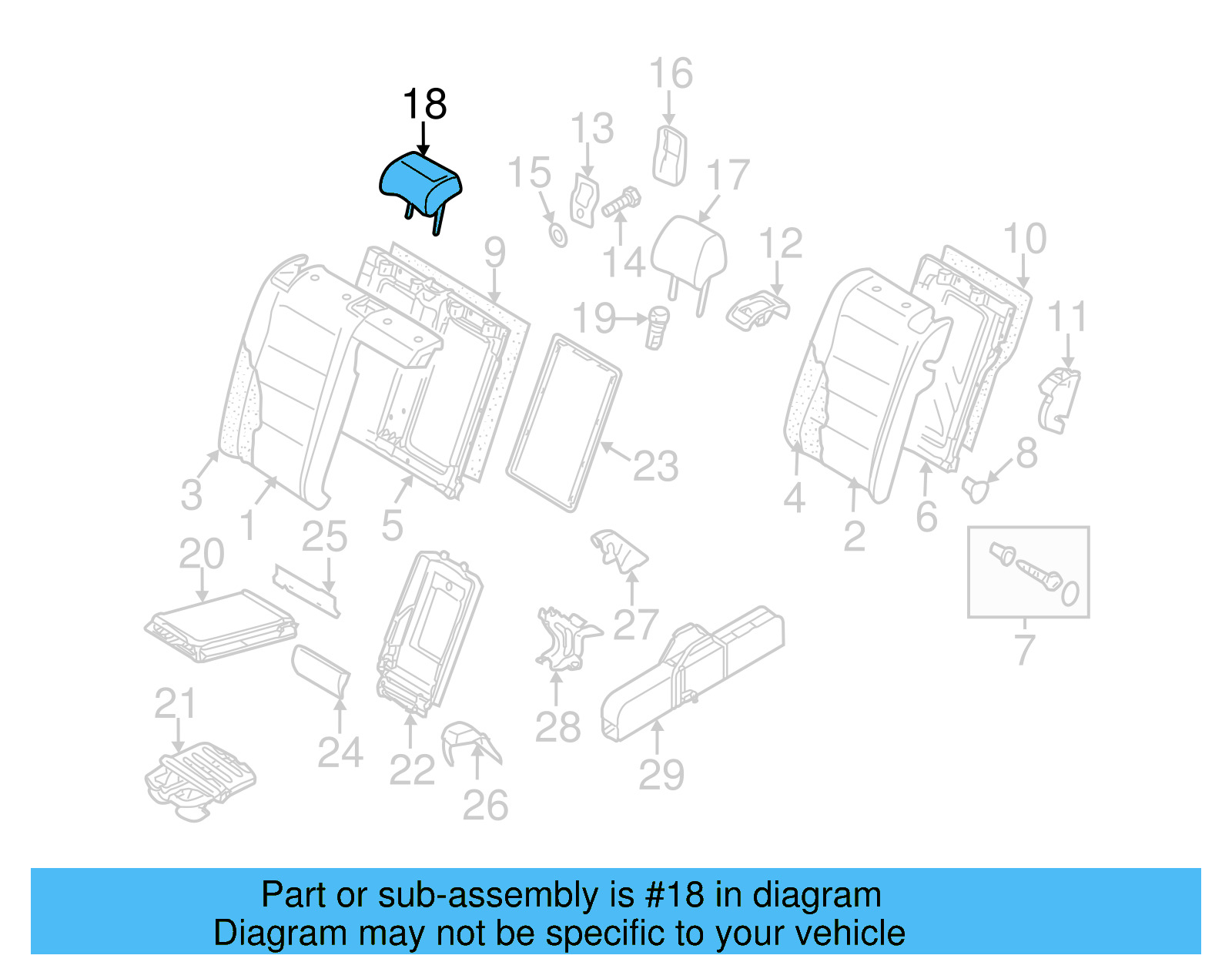 Headrest, Center 5K0-885-902-G-83V - View 2