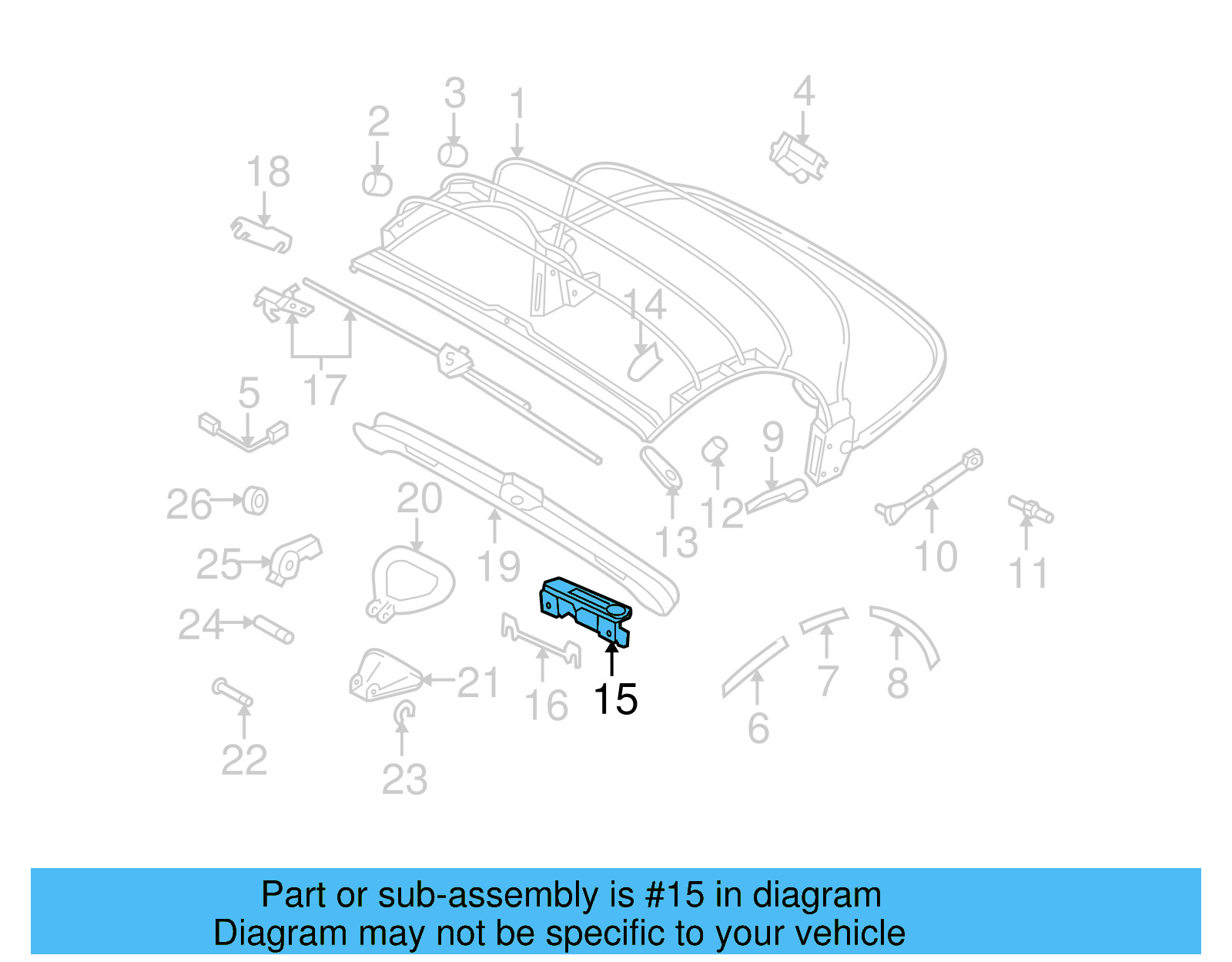 Convertible Top Latch 1Y0-871-547-D - View 12
