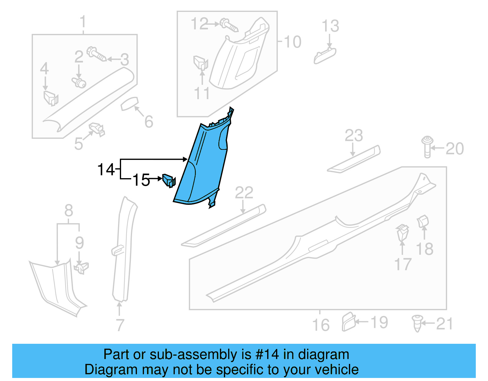 Lower Center Pillar Trim 561-867-291-B-95T - View 3